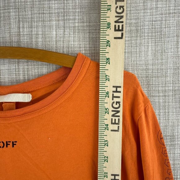 Off White Distressed long sleeve shirt Mens M Orange 3767 - Picture 7 of 11